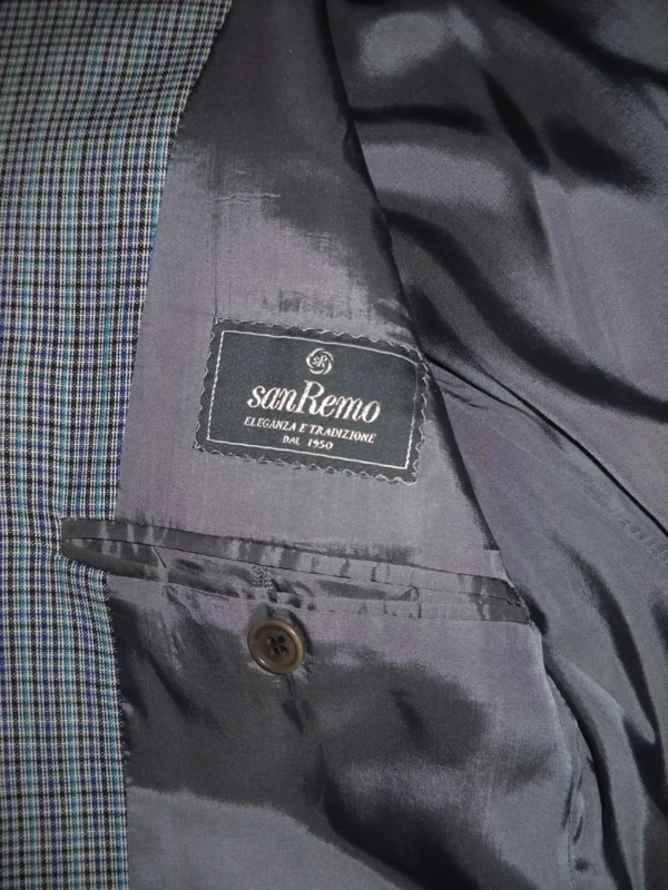 Giacca SanRemo Blu Verde Quadri Piccoli Uomo