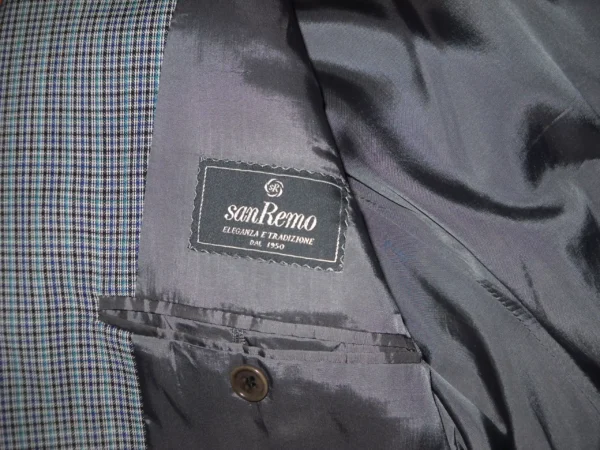 Giacca SanRemo Blu Verde Quadri Piccoli Uomo