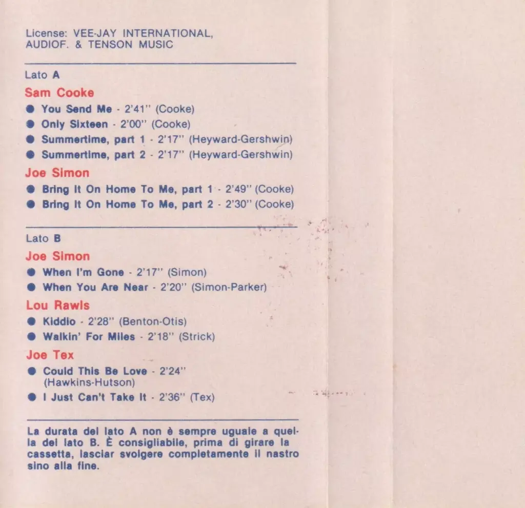 Sam Cooke Joe Simon Lou Rawls Joe Tex