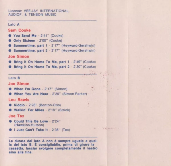 Sam Cooke Joe Simon Lou Rawls Joe Tex